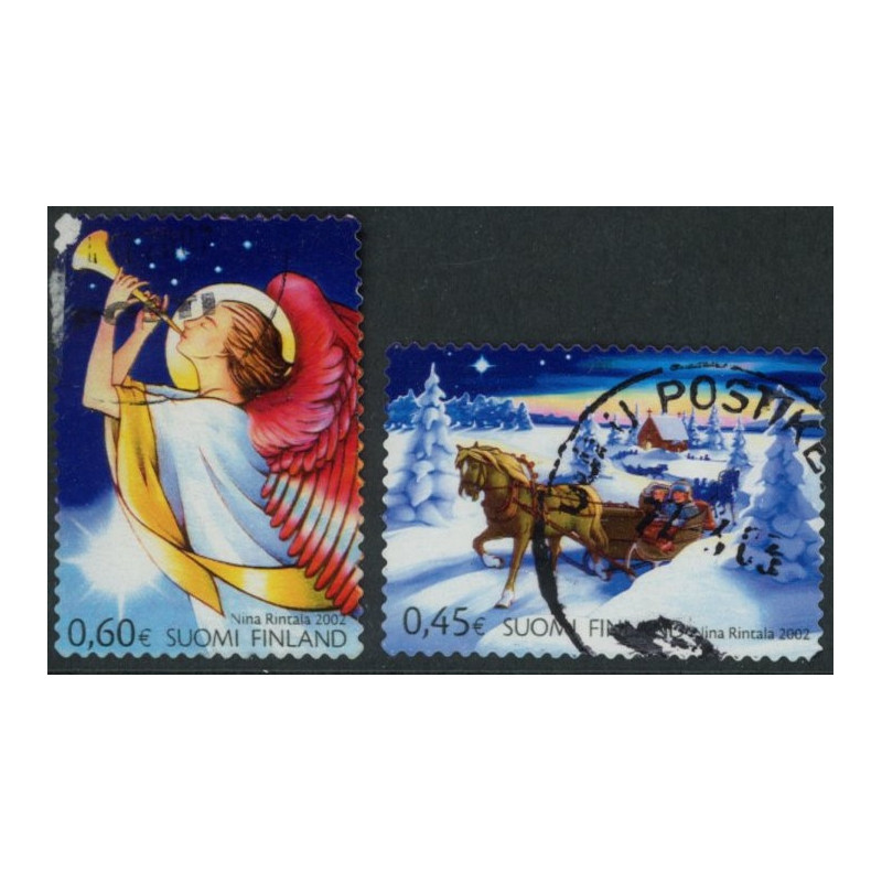 Finland. 2002. Juleslæde og juleengel. AFA nr. 1616-17 **   , postfrisk stemplet
