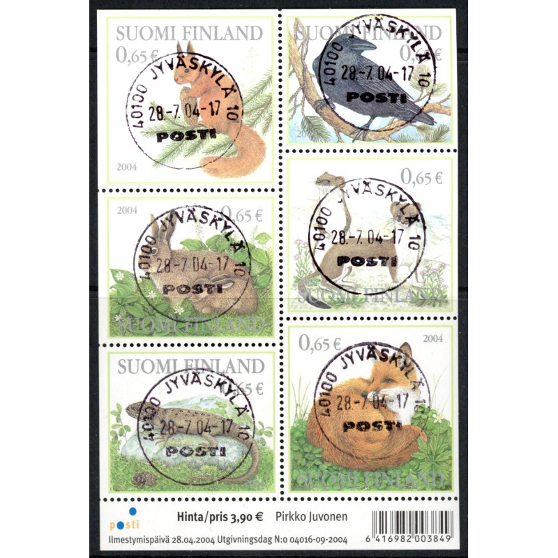 Finland. 2004. Skovens dyr, miniark. AFA nr. 1696-1701  **       , postfrisk stemplet