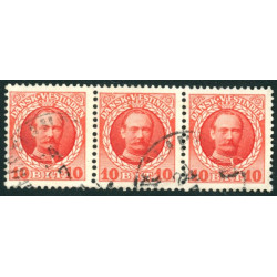 DWI. 1907-08. Kong Fred. VIII 10 bit. stemplet 3-stribe