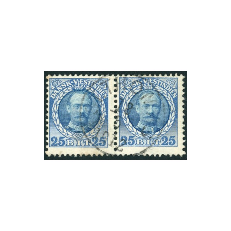 DWI. 1907-08. Kong Fred. VIII 25 bit. stemplet St, Thomas . AFA nr 40 st. parstykke