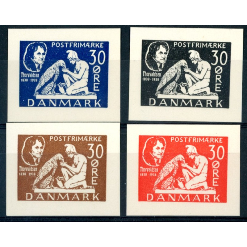1938. Thorvaldsen. Komplet sæt. 10-30 øre. i 4 farver