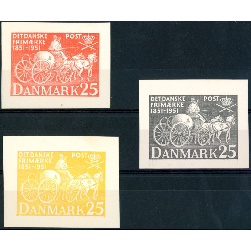 1951. Det Danske Frimærke 1851-1951. Essay 25 Øre, 3 farver