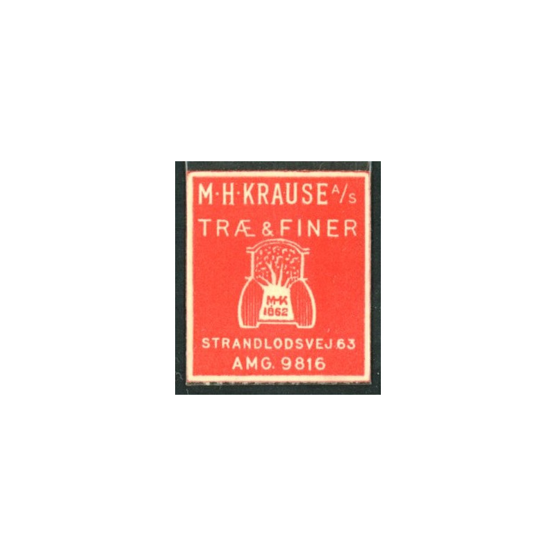 Frimærkepenge 2 Øre " M.H. Krause Træ & Finer" Rød