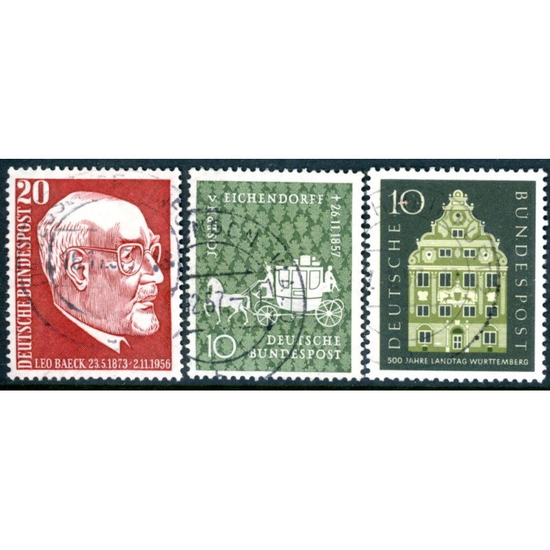 Vesttyskland. 1957. Baeck, Württemberg & Eichendorff. AFA nr. 1241-43  **     , st.