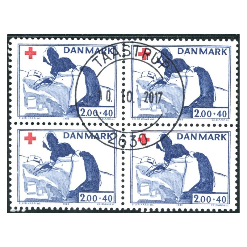 1983. Dansk Røde Kors. AFA nr. 764x i stemplet 4-blok postfrisk  Stemplet FDC