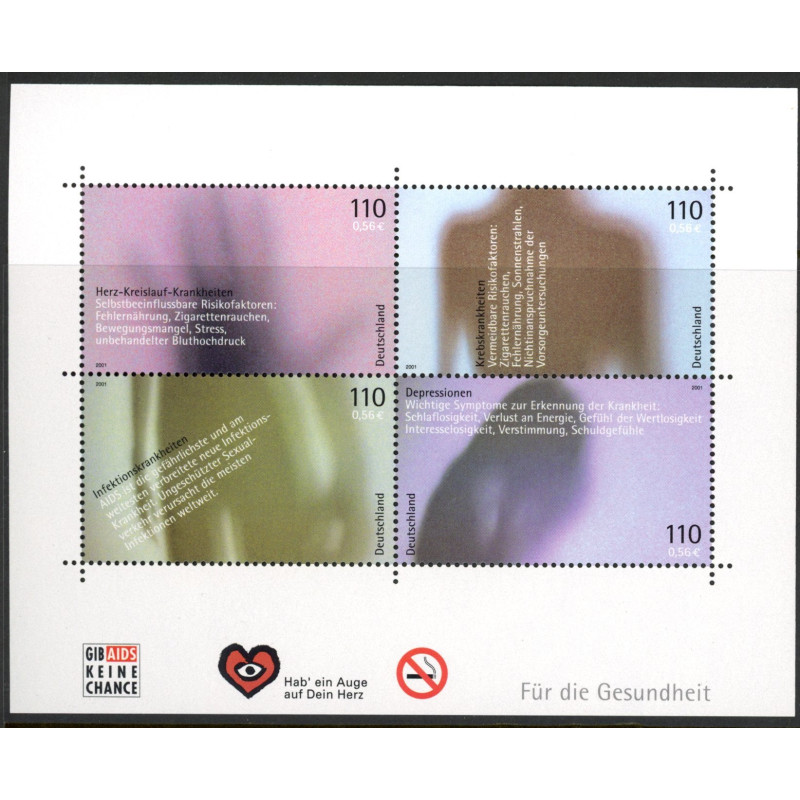 Vesttyskland. 2001. Sundhed miniark. AFA nr. 2137-40 **               (o)