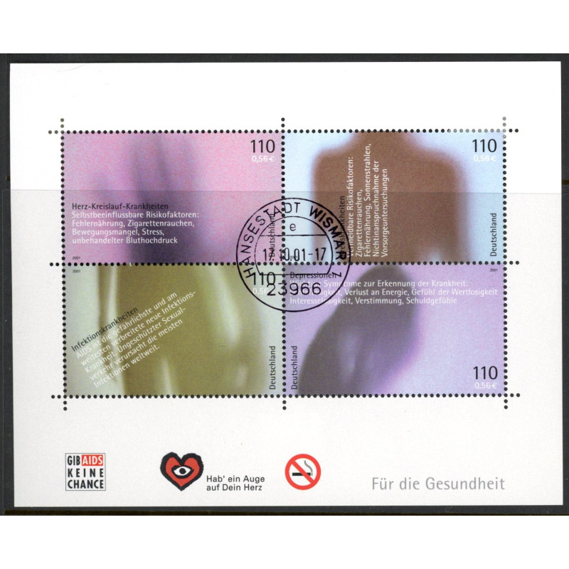 Vesttyskland. 2001. Sundhed miniark. AFA nr. 2137-40 **               (o)