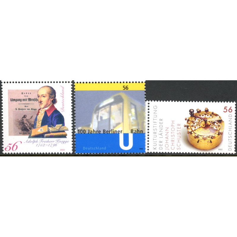 Vesttyskland. 2002. Von Krigge, undergrundsbanen, og kultur. AFA nr. 2174-76 **                  (o)