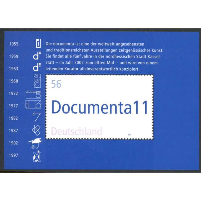Vesttyskland. 2002. Dokument 11, miniark. AFA nr. 2188 **               (o)