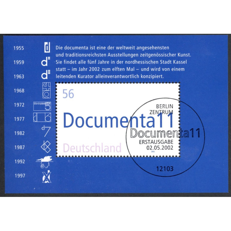Vesttyskland. 2002. Dokument 11, miniark. AFA nr. 2188 **               (o)