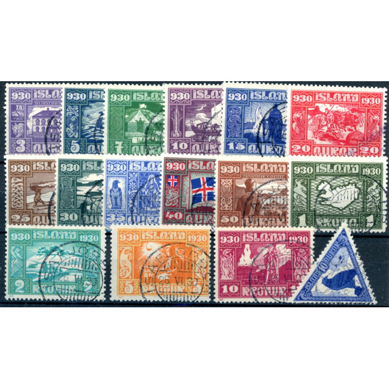 Island. 1930. Altinget 1000-års jubilæum, komplet sæt. AFA nr. 125-40  **  postfrisk st. stemplet FDC