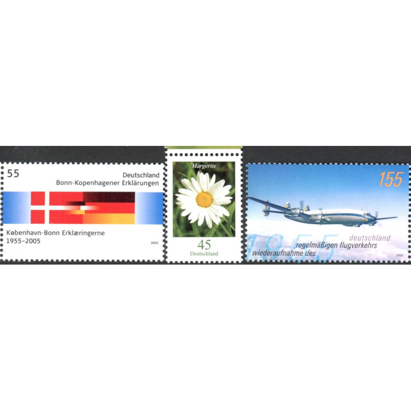 Tyskland. 2005. Bonn-København, Flytransport, og Marguerit. AFA nr. 3369-71 **            (o)