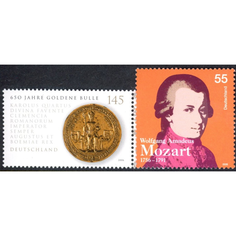 Tyskland. 2006. Den Gyldne Bulle og Mozart. AFA nr. 3426-27 **         (o)