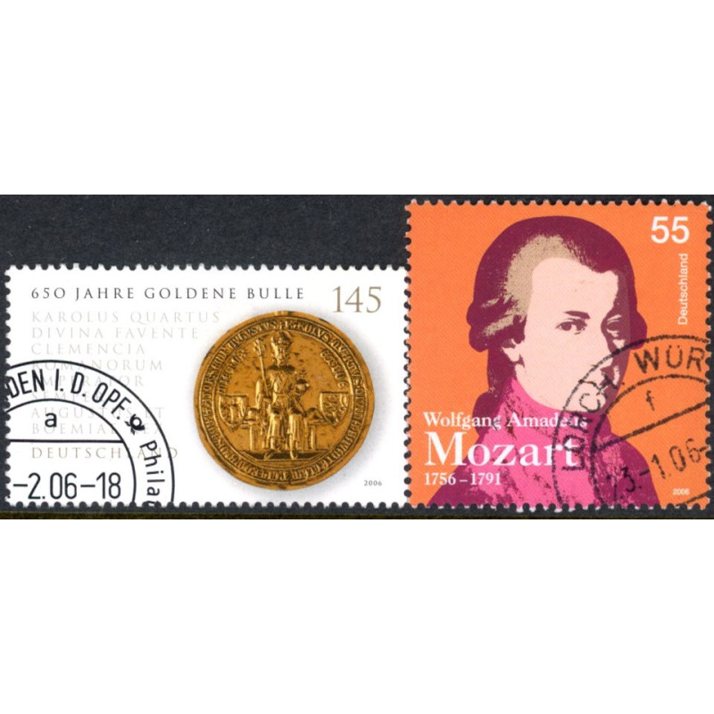 Tyskland. 2006. Den Gyldne Bulle og Mozart. AFA nr. 3426-27 **         (o)