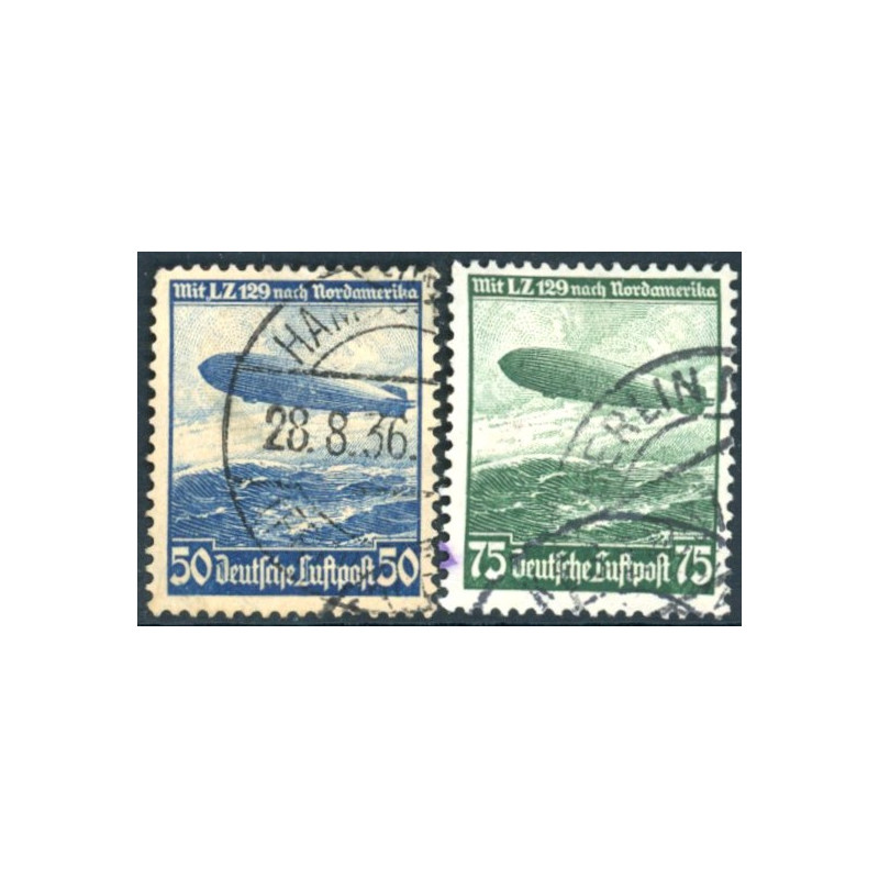Rige. 1936. Luftskibet l. Z 129. AFA nr. 601-02 **   stemplet (o)