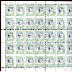 Danmark julemærke 1910 i helark ufoldet, foldet