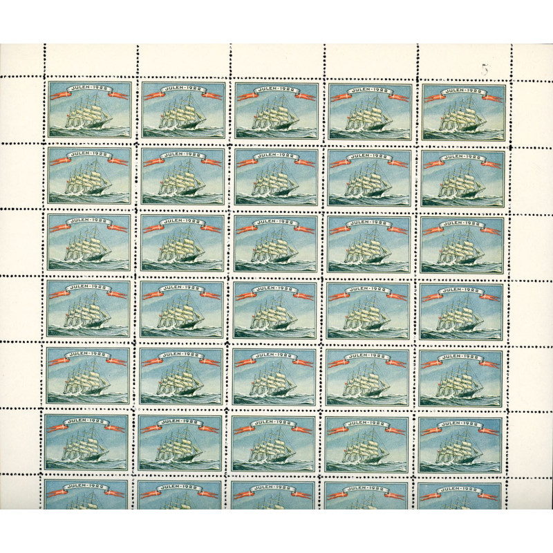 Danmark julemærke 1922 i helark ufoldet, foldet **/*