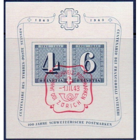 Schweiz 1943 Frimærkets 100-års jubi.