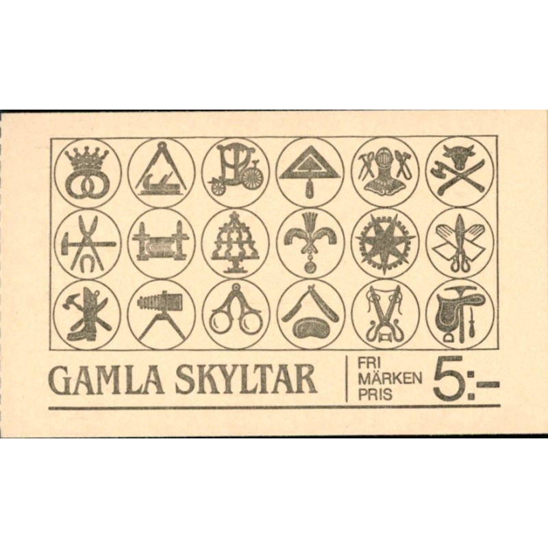 Sverige. 1985. Gamle håndværksskilte. AFA nr. 1326-30 postfrisk hæfte Stemplet hæfte FDC parstykkke SWEDEN **/o