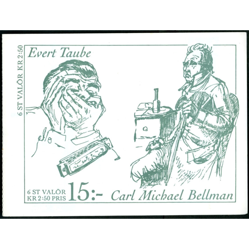 Sverige. 1990. Bellman og Taube. AFA nr. 1560-65 postfrisk sammentryk Stemplet hæfte FDC parstykkke SWEDEN **/o