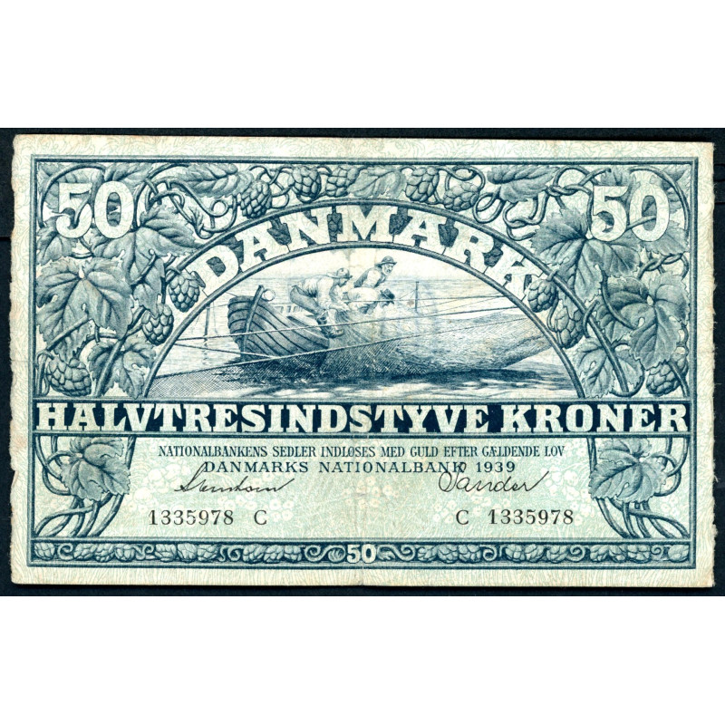 Danmark. 50 kr. Sieg 108 DOP 125 Pick 32 1939 Q (01)