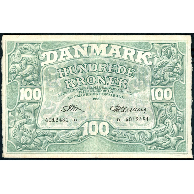 Danmark. 100 kr. Sieg 126 DOP 135 Pick 39 1955 N (1+)