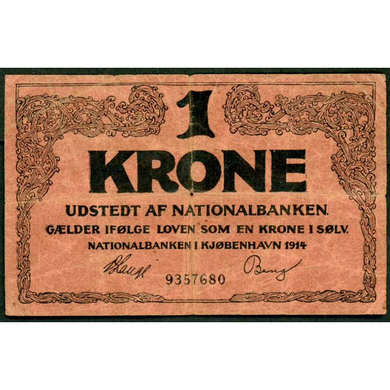 Danmark. 1 kr. Sieg 115 DOP 110 Pick 10 1914 (falk) (1-)