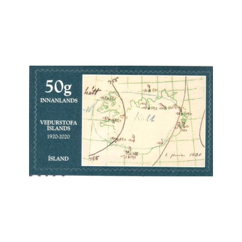 Island. 2020. 100-året for Meteorlogisk Institut. AFA nr. 1579 **      (o)  stemplet FDC