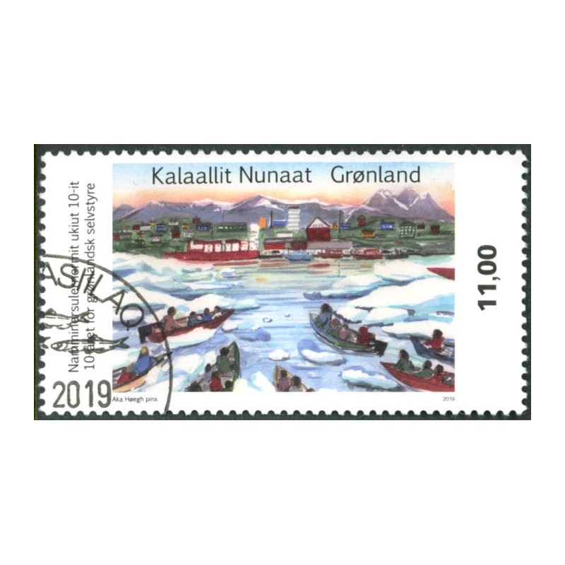 2019. 10-året for selvstyre. AFA nr. 828 **                postfrisk  stemplet FDC