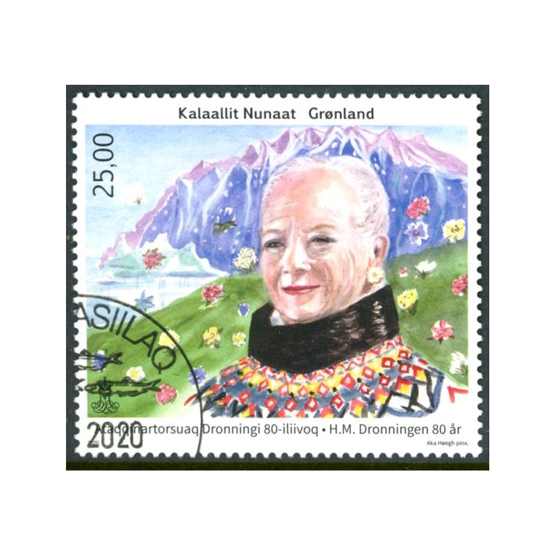 2020. Dr. Margrethe 80 år. AFA nr. 844 **        postfrisk  stemplet FDC