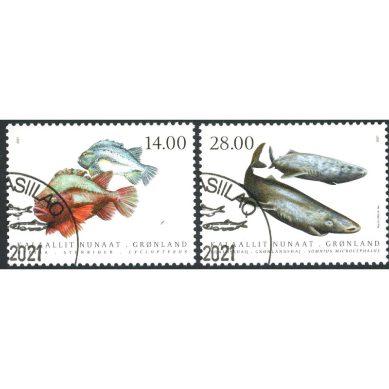2021. Fisk i Grønland. AFA nr. 872-73 **                postfrisk  stemplet FDC