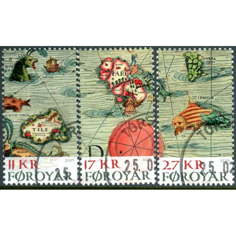 Færøerne. 2019. Olaus Magnus carta. AFA nr. 931-33 ** , Postfrisk stemplet FDC