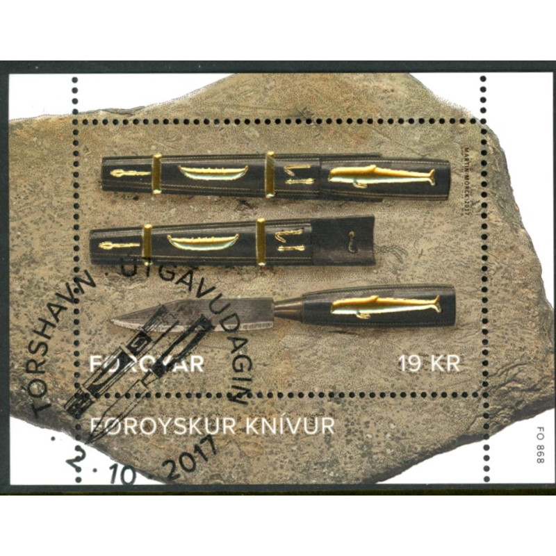 Færøerne 2017. SEPAC Færøersk kniv, miniark, AFA nr 898, Postfrisk  stemplet FDC