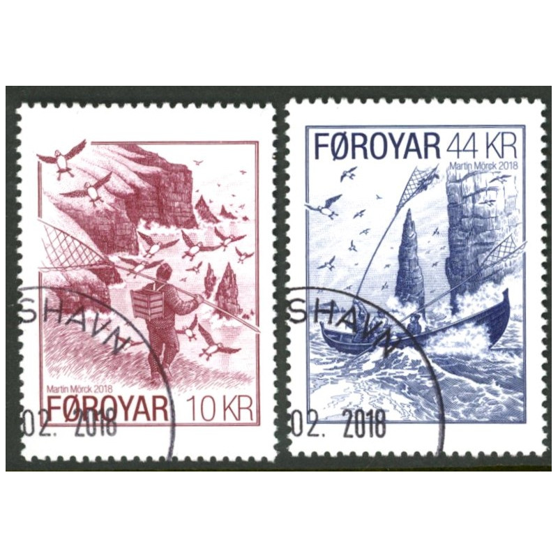 Færøerne. 2018. Fuglefangst, AFA nr 907-08 ** , Postfrisk stemplet FDC