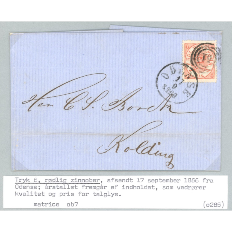 1864. 4 Sk. tryk 3, på brev (se foto)