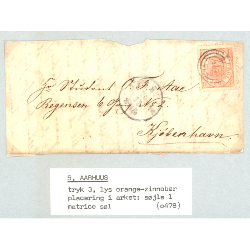 1864. 4 Sk. tryk 3, på brev (se foto)