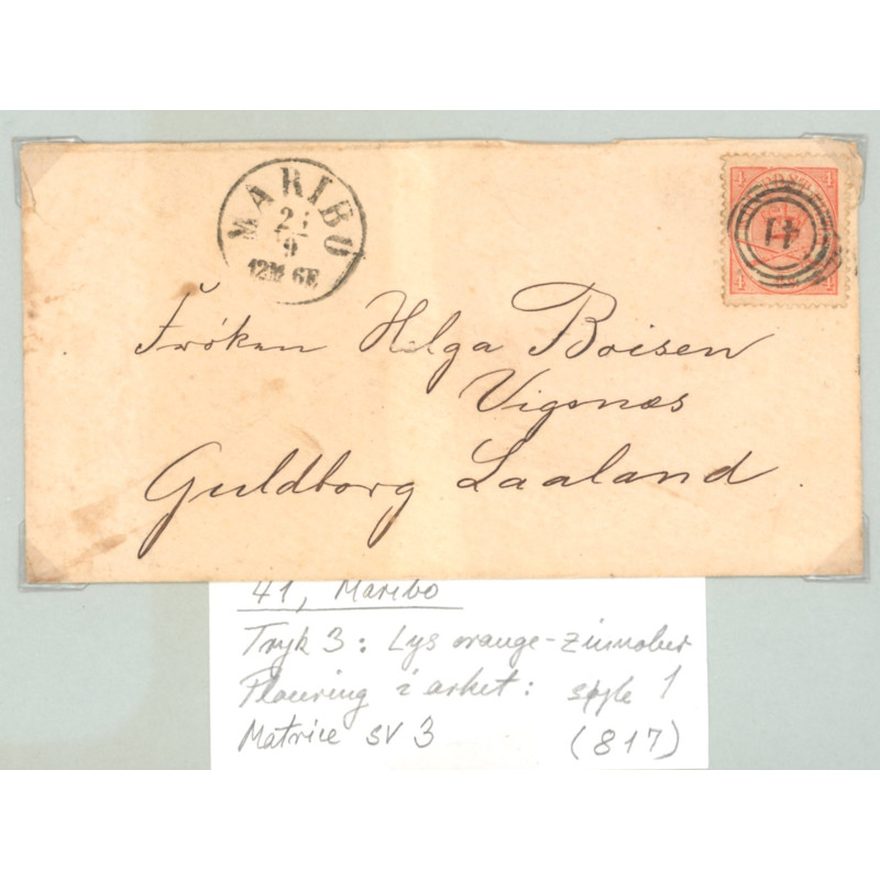1864. 4 Sk. tryk 3, på brev (se foto)