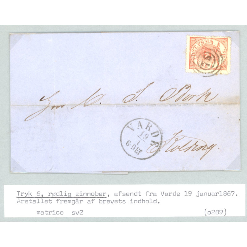1864. 4 Sk. tryk 3, på brev (se foto)