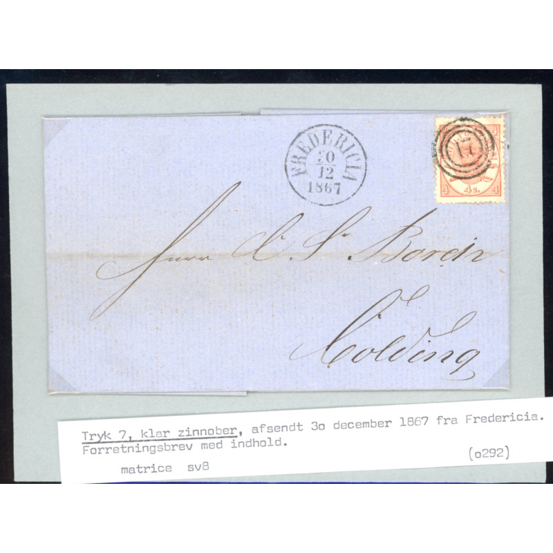 1864. 4 Sk. tryk 3, på brev (se foto)