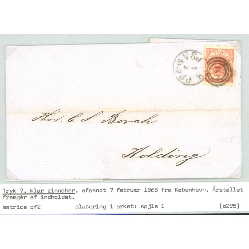 1864. 4 Sk. tryk 3, på brev (se foto)