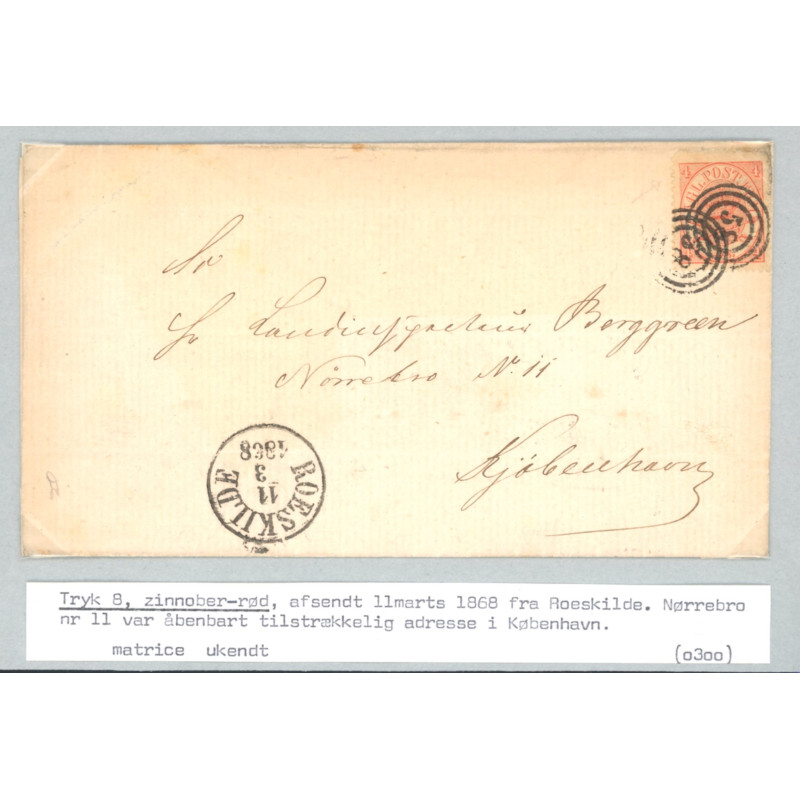 1864. 4 Sk. tryk 3, på brev (se foto)