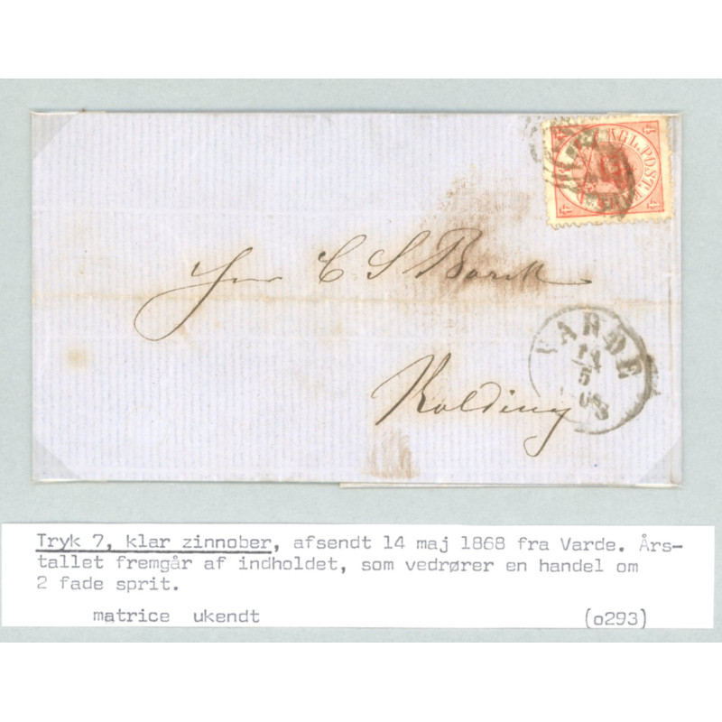 1864. 4 Sk. tryk 3, på brev (se foto)