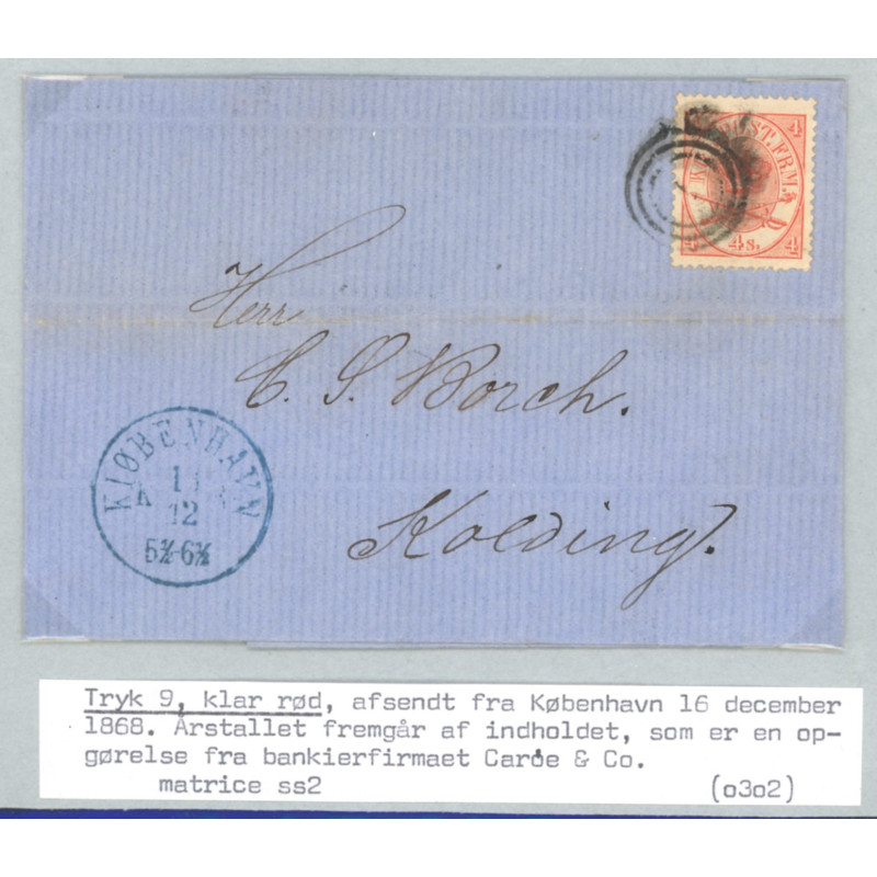 1864. 4 Sk. tryk 3, på brev (se foto)