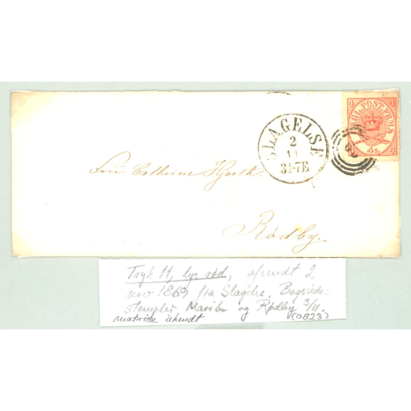 1864. 4 Sk. tryk 3, på brev (se foto)