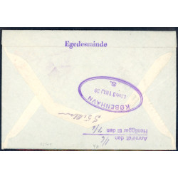 1938. Kong Chr. X og Isbjørn, på rekommanderet brev sendt med "S/S HANS EGEDE 1 TUR" Egedesminde 14.5.1939 ankomststemplet KØBEN