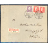 1938. Kong Chr. X og Isbjørn, på rekommanderet brev sendt med "S/S HANS EGEDE 1 TUR" Egedesminde 14.5.1939 ankomststemplet KØBEN