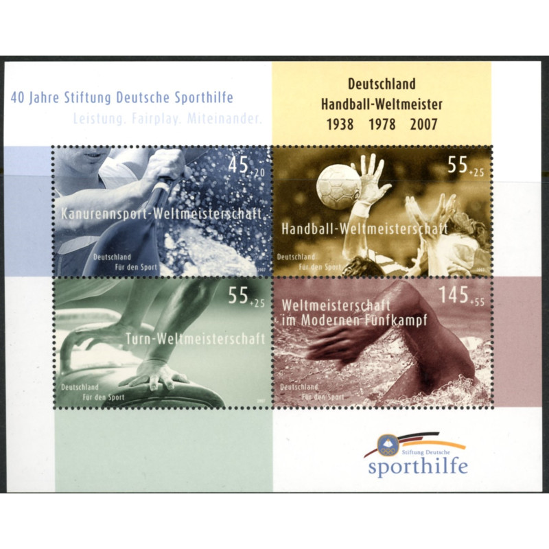 Tyskland. 2007. Sportshjælp, miniark. AFA nr. 3506 **     (o)