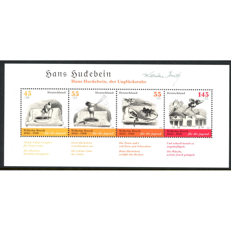 Tyskland. 2007. Wilhelm Busch, miniark. AFA nr. 3507-10 **     (o)