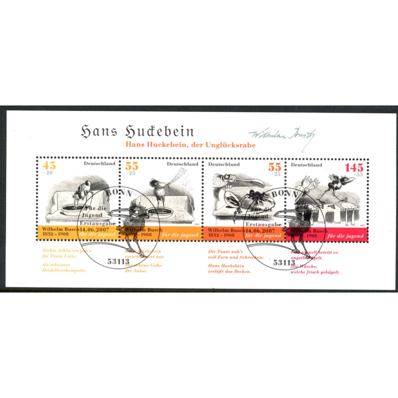 Tyskland. 2007. Wilhelm Busch, miniark. AFA nr. 3507-10 **     (o)