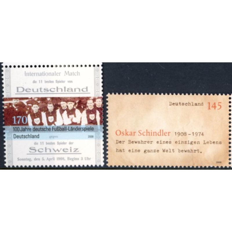 Tyskland. 2008. Fodboldlandshold og Schindler. AFA nr. 3554-55 **      (o)